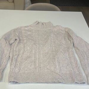 Elegant Cable Knit Turtleneck Sweater - Light Pink